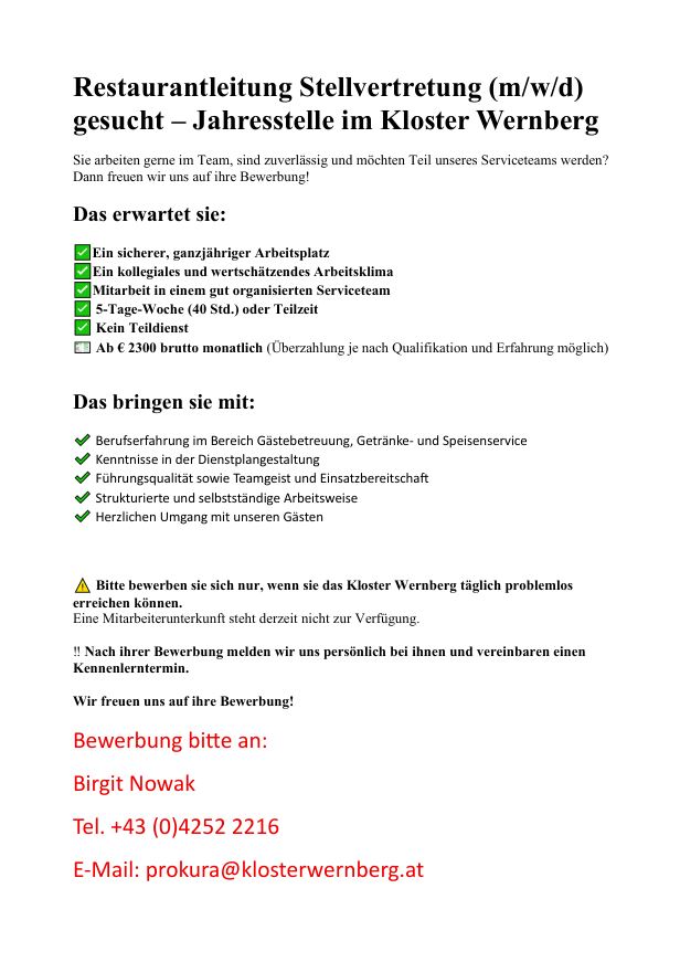 Stelle-Restaurantleitung