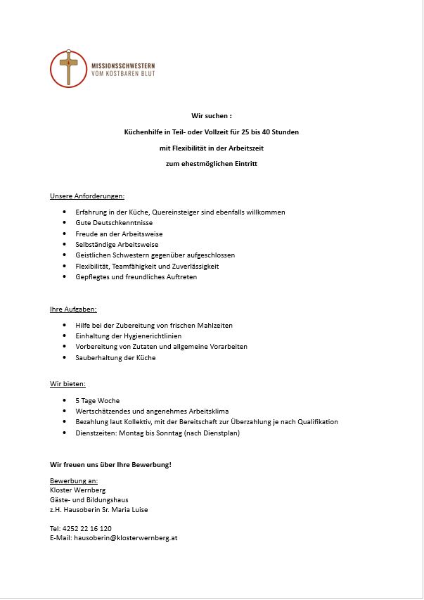 Stellenausschreibung_Kuechenhilfe