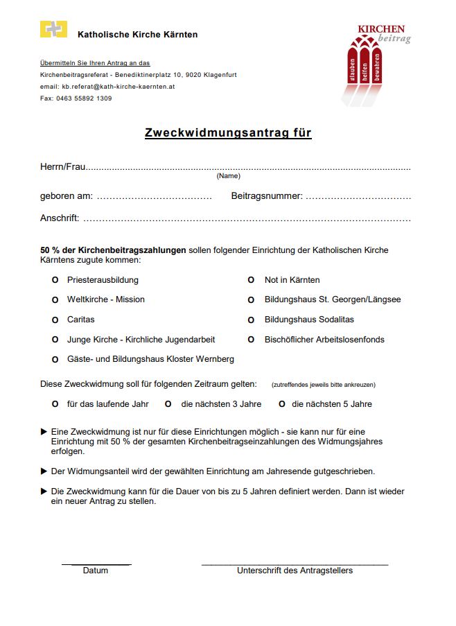 Zweckwidmungsantrag